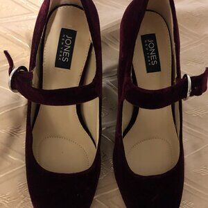 Jones New York Women's Top Suede Burgundy Block Heels Shoes Size 8.5